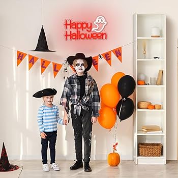 ハロウィン ネオンライト　Halloween　LEDネオン　オーダーメイド Happy Halloween Neon Signs for Wall Decor,19.7 * 12 inches